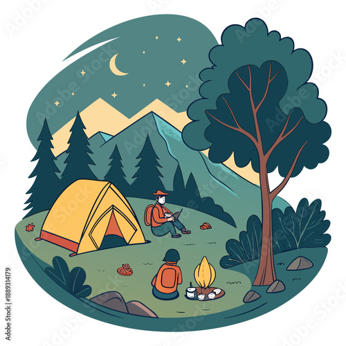 Camping Adventure On A transparent Base