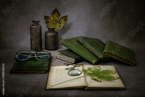 Martwa natura ze starymi książkami