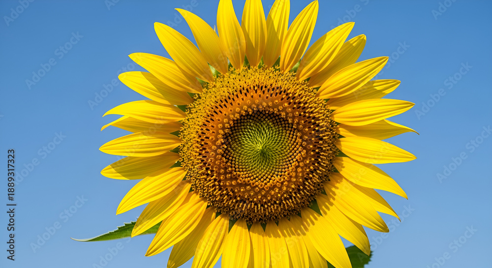 Fototapeta premium Ultra realistic sunflower photo with vibrant yellow petals facing sunlight. Captured outdoors with natural lighting, perfect for happiness, summer, energy, and nature themes.