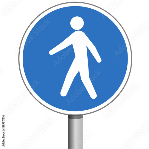 Panneau Obligation Piéton, Signalisation Circulaire pour la Sécurité et la Réglementation des Zones Piétonnes