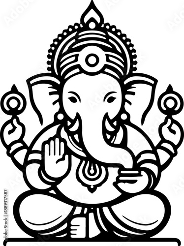 Artistic Representation of the Divine in a Simplified yet Captivating Form, Capturing the Essence of Hindu Spiritual Iconography and Cosmic Energy