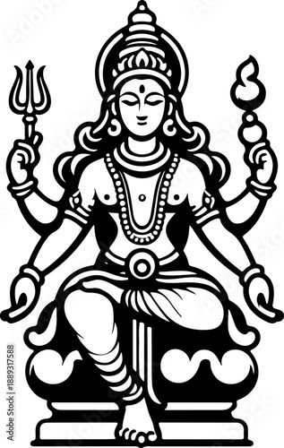 Wallpaper Mural Artistic Representation of the Divine in a Simplified yet Ornate Style, Capturing the Essence of Hindu Spiritual Iconography and Peace  Torontodigital.ca