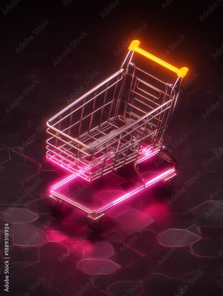 custom made wallpaper toronto digitalFuturistic Neon Shopping Cart on Abstract Digital Background