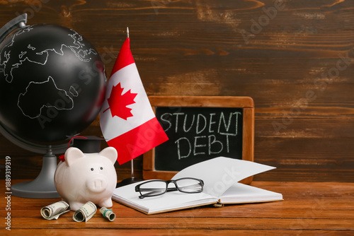 Piggy bank with money, glob...