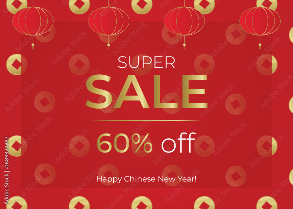 Naklejka premium Chinese New Year Sale Banner with Chinese Coins