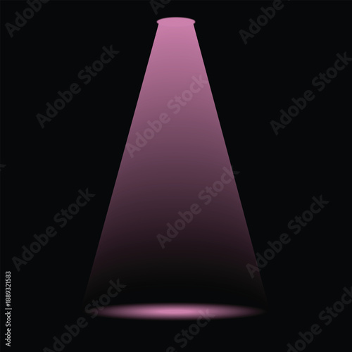 A pink spotlight shining down on a dark background