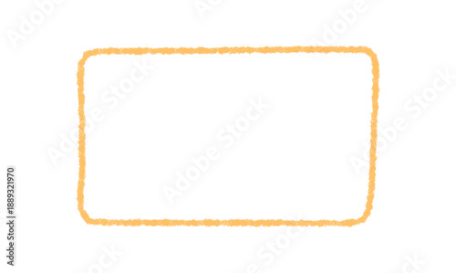 Hand drawn chalk outline rectangle box with organic frame. Blank border and sketch background as empty text area. Simple frame for message or memo with minimal orange accent.