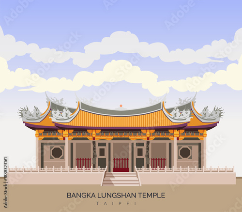 Bangka Lungshan Temple - Longshan Temple - Wahua - Stock Illustration