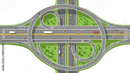 Complex urban transportation system with detailed overpass design