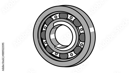 Detailed spherical bearing in 3d isometric style for engineering and