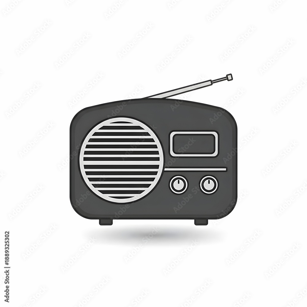 Obraz premium Vintage Retro Radio Receiver Illustration in Flat Design Style