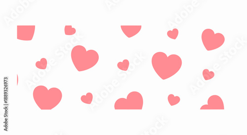 Collection of pink heart shapes on white background.