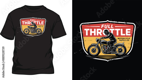 Full throttle motorcycle supply company vintage badge for biker club and riding enthusiasts