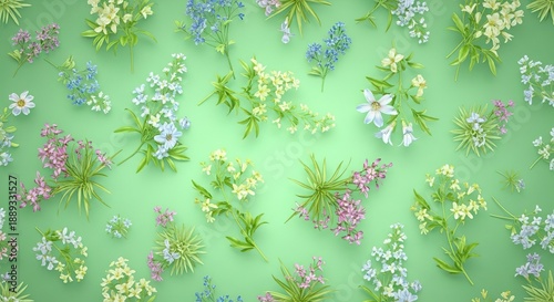 Seamless Vintage Floral Pattern Background on Soft Pastel Green Aesthetic Wallpaper, pattern, floral, flower
