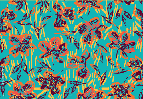 Very exclusive colorful flora and fauna motifs for various fabric printing, posters and publications 