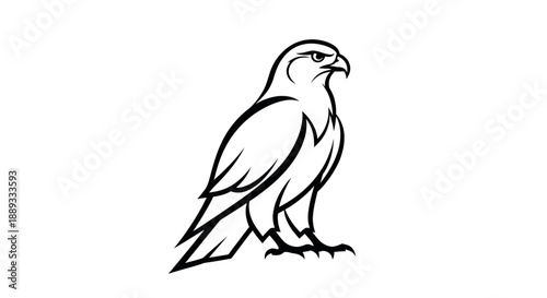 Black and white hawk illustration design on white background