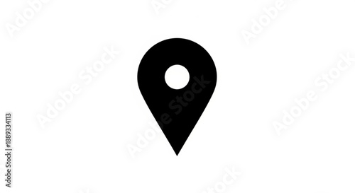 A black map pin icon with a white circle in the center