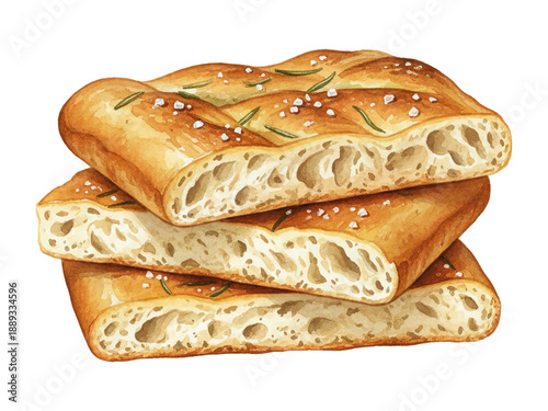 Delicious focaccia bread stacked with rosemary and salt perfect for a tasty meal