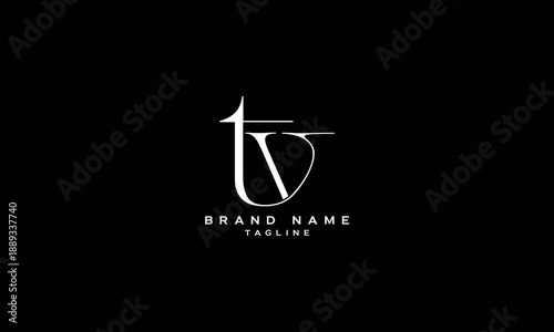 TV VT T AND V Abstract initial monogram letter alphabet logo design