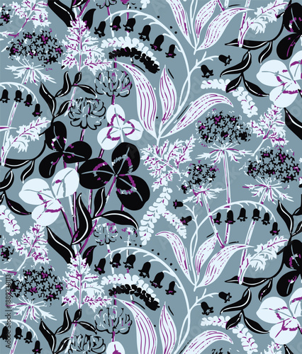 Vintage seamless floral pattern. Liberty style background of small golden orange flowers. Small flowers scattered over a white background. Stock vector for printing on surfaces. Realistic flowers.