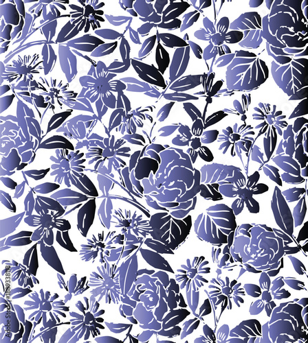 Vintage seamless floral pattern. Liberty style background of small golden orange flowers. Small flowers scattered over a white background. Stock vector for printing on surfaces. Realistic flowers.