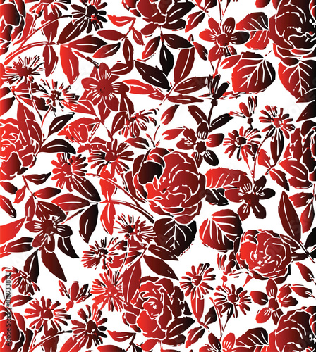 Vintage seamless floral pattern. Liberty style background of small golden orange flowers. Small flowers scattered over a white background. Stock vector for printing on surfaces. Realistic flowers.
