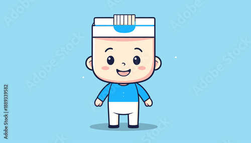 Milk Box Cartoon Character Illustration