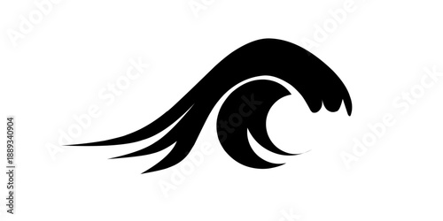 Minimalist Ocean Wave - Black and White Surf Icon for Nautical Logos and Water-Themed Design. wave silhouette
