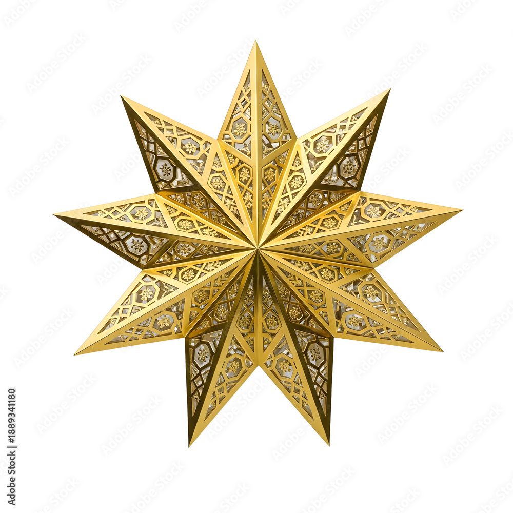 Fototapeta premium Golden Star Ornaments with Intricate Geometric Patterns