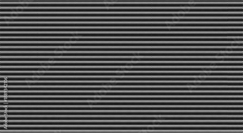 Black and white scanline halftone pattern background. Vector glitch texture of old TV screen with horizontal lines. Distorted electronic signal overlay for retro video effect and Y2K design.