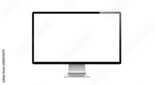 Modern computer monitor mockup with blank white screen isolated on transparent background, png