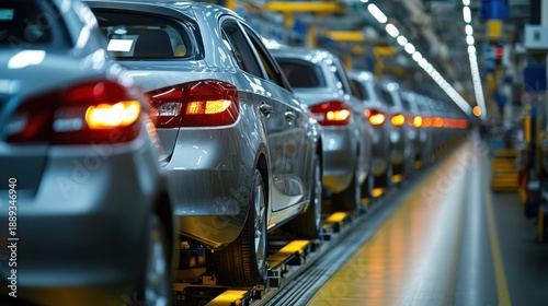 Mass production assembly line of modern cars in a busy factory . --ar 16:9 --stylize 250 --v 6.1 Job ID: eed69f59-973d-454e-a6ca-86eac8cef19e