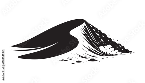 Stylized Dune Peak with Flowing Lines and Textured Sand, representing desert landscapes, arid environments, and natural sculpted forms.