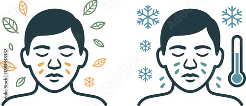 Sniffles cold flu tissue medicine thermometer sad face set