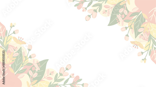 Elegant Floral Frame Soft Pastel Background