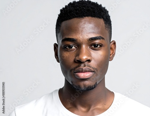 African American man portrait on gray background.