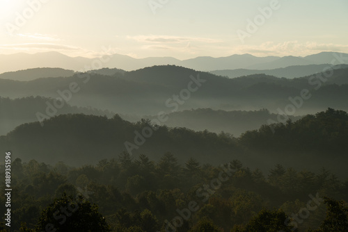 Canvas Print Unedited - Sunrise over the Great Smoky Mountains in Tennessee