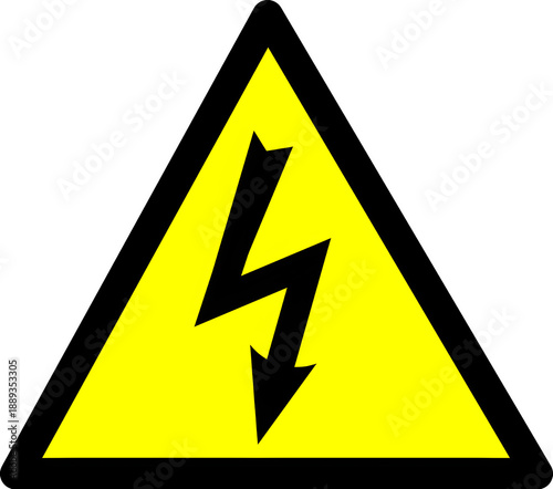 Yellow Warning Sign High Voltage Electrical Hazard Symbol Vector Illustration