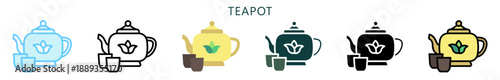 Teapot Multi Style Icon. Mini Illustration Relate To Food, Gastronomy. Use For Modern Concept, Ui, Ux Web And App Development.