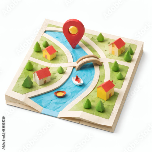 Wooden City Map with Pin: A...