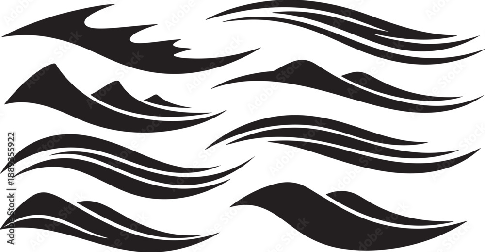 Obraz premium Black wave graphics on a white background illustration design