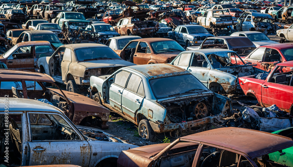custom made wallpaper toronto digitalSprawling automotive graveyard showcasing weathered vehicles awaiting salvage operations under natural daylight