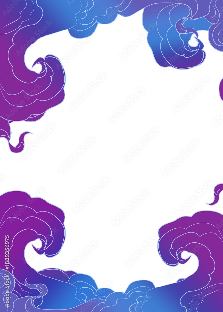 Fototapeta premium Purple Chinese Cloud Frame Decorative Border