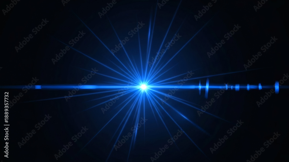 Fototapeta premium Blue Light Beam with Radiating Lines on Dark Background