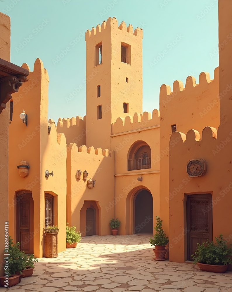 Obraz premium The Geometry of the Desert: Ancient Adobe and Stone Architecture