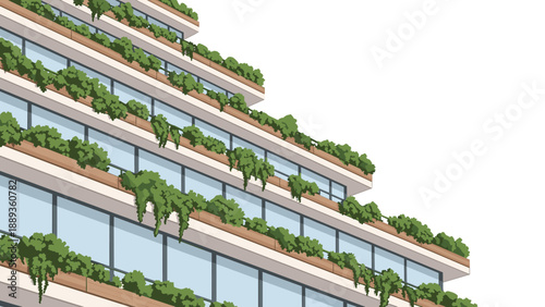 Modern green building with vertical garden architecture