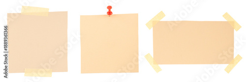 Wallpaper Mural Blank beige notes with tape and push pin set isolated Torontodigital.ca
