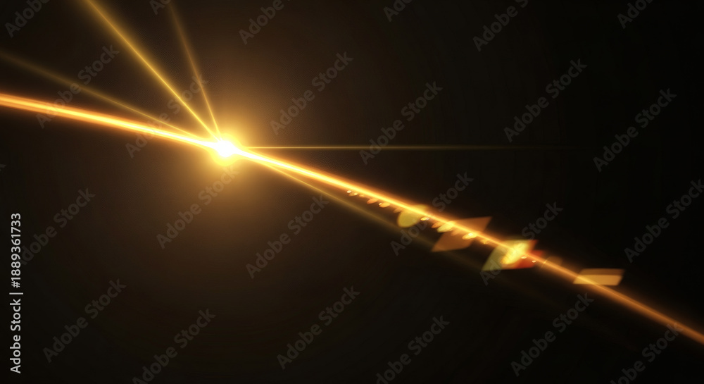 Fototapeta premium Bright Light Beam with Lens Flares and Rays on Dark Background