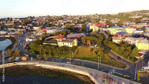 Ancud Waterfront Promenade, Coastal View and Seascape, Chiloe Island, Chile
