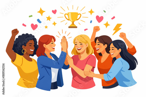 Group of Women Celebrating Shared Success